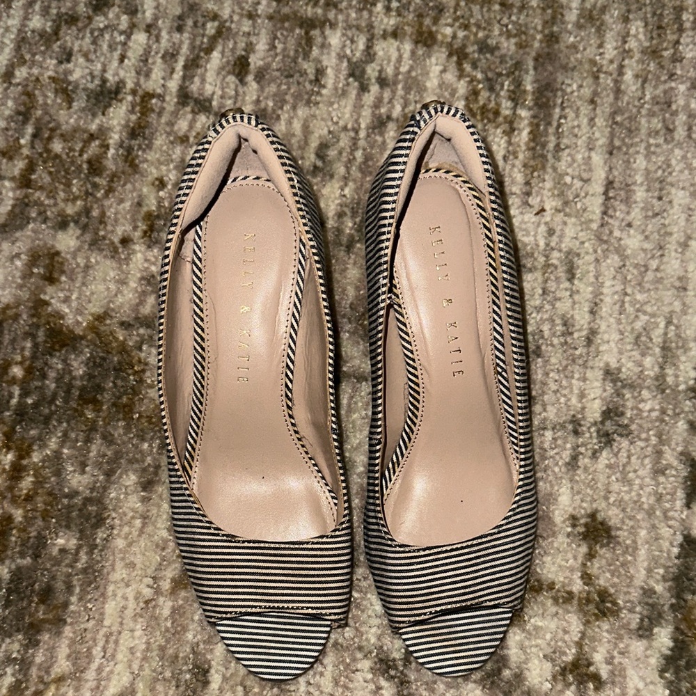 Kelly & Katie Striped Black and White Wedges